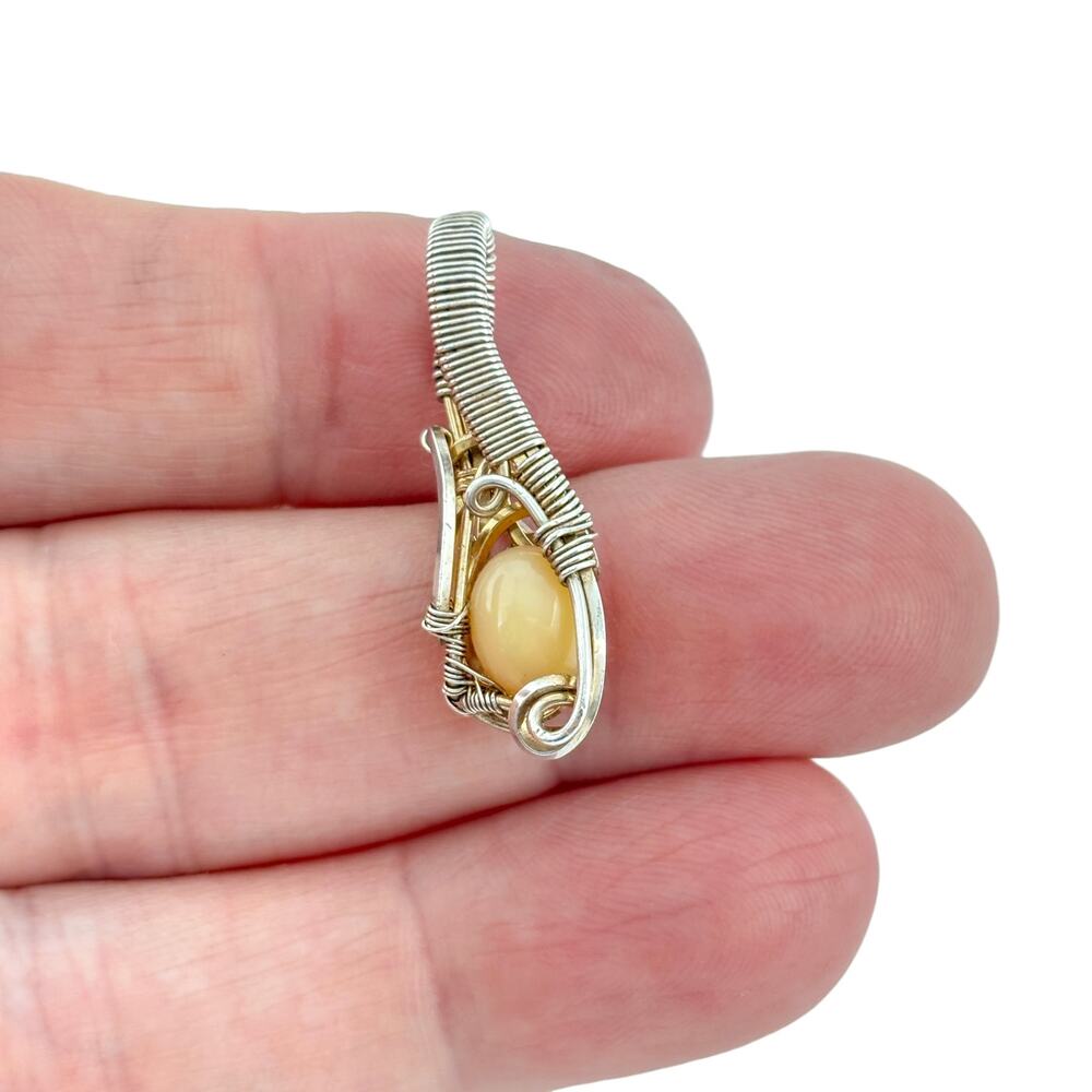 Vintage Sterling Silver Wire Wrap Opal Pendant